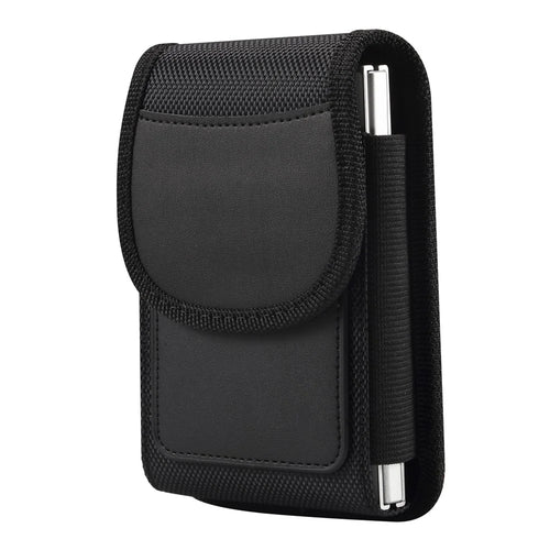 Magnetic Oxford Fabric Foldable Phone Holster Universal Belt Clip Pouch with Card Slots - Black - 1