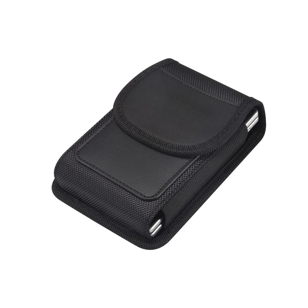 Magnetic Oxford Fabric Foldable Phone Holster Universal Belt Clip Pouch with Card Slots - Black - 4