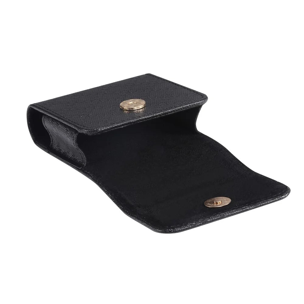 Checkered Texture Leather Holster Pouch for Samsung Galaxy Z Flip8 / Z Flip7 5G / Huawei Pocket S / P50 Pocket Flip Phone Case - Black - 3