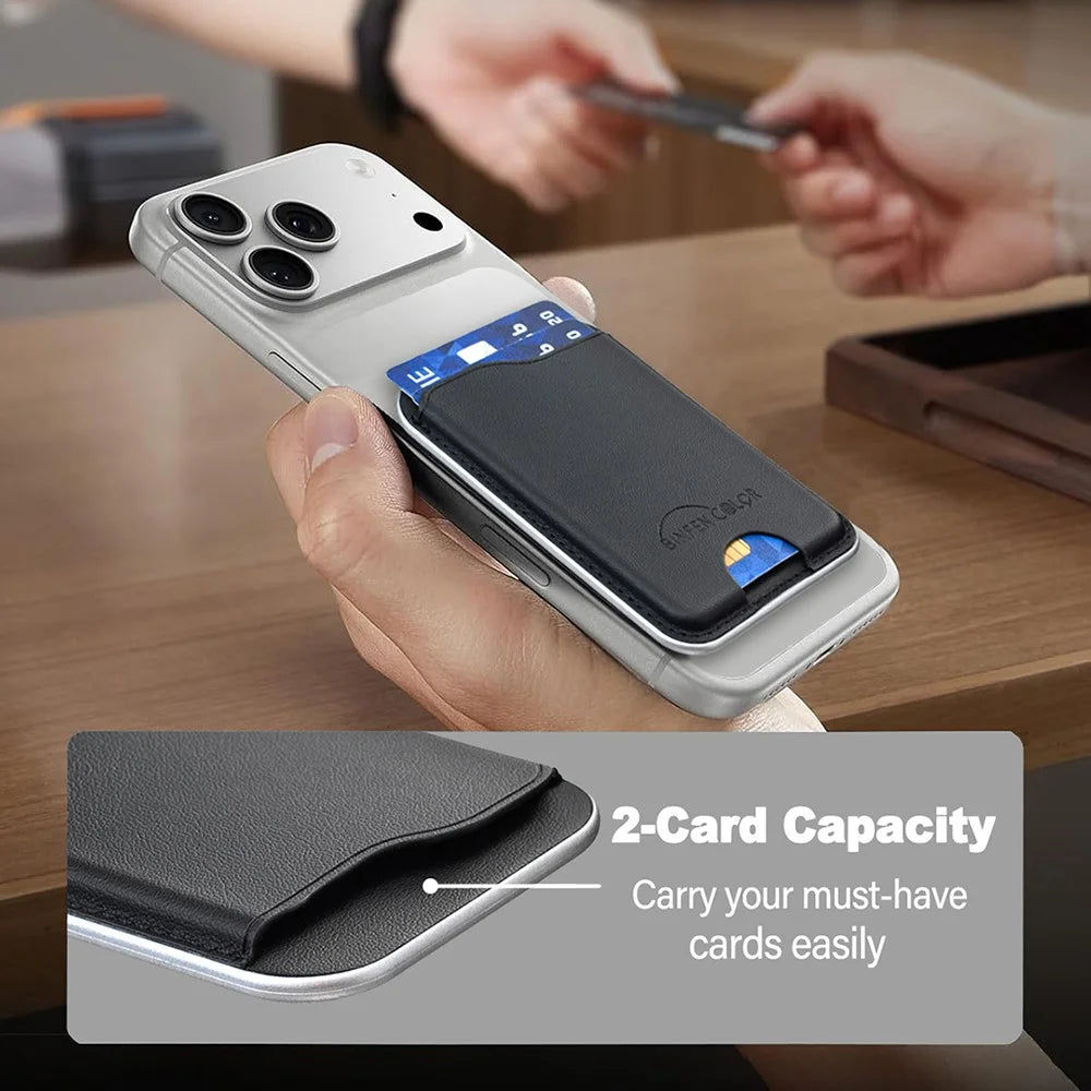 BINFEN COLOR BFK48 Magnetic Card Holder Slim Leather Phone Wallet for iPhone 12 - 17 Series - Black - 4
