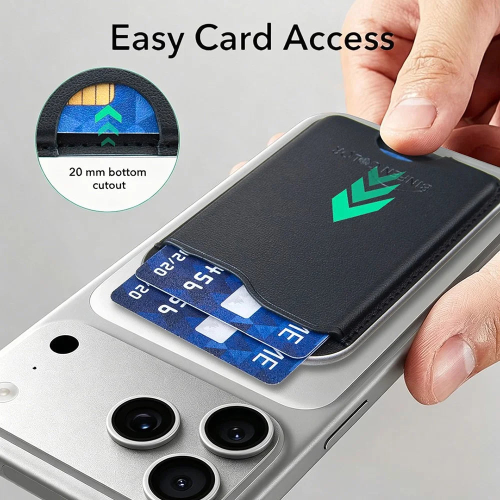 BINFEN COLOR BFK48 Magnetic Card Holder Slim Leather Phone Wallet for iPhone 12 - 17 Series - Black - 5