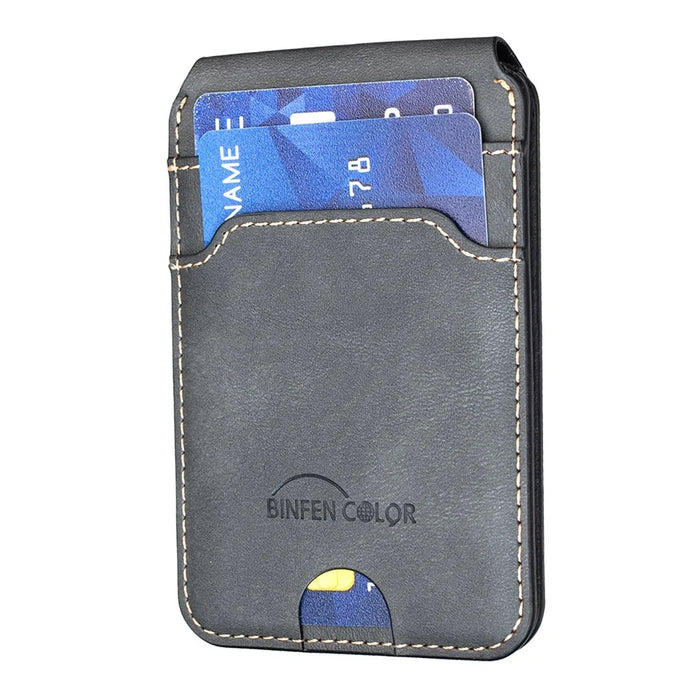 BINFEN COLOR BFK41 Magnetic Card Holder RFID Blocking Phone Wallet with Kickstand Function for iPhone 12 - 17 Series - Black - 3