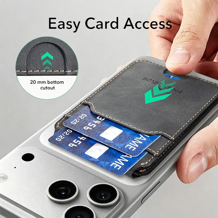 BINFEN COLOR BFK41 Magnetic Card Holder RFID Blocking Phone Wallet with Kickstand Function for iPhone 12 - 17 Series - Black - 4
