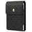 Grid Pattern PU Leather Phone Waist Bag Vertical Pouch Holster with Belt Clip - Black - 1