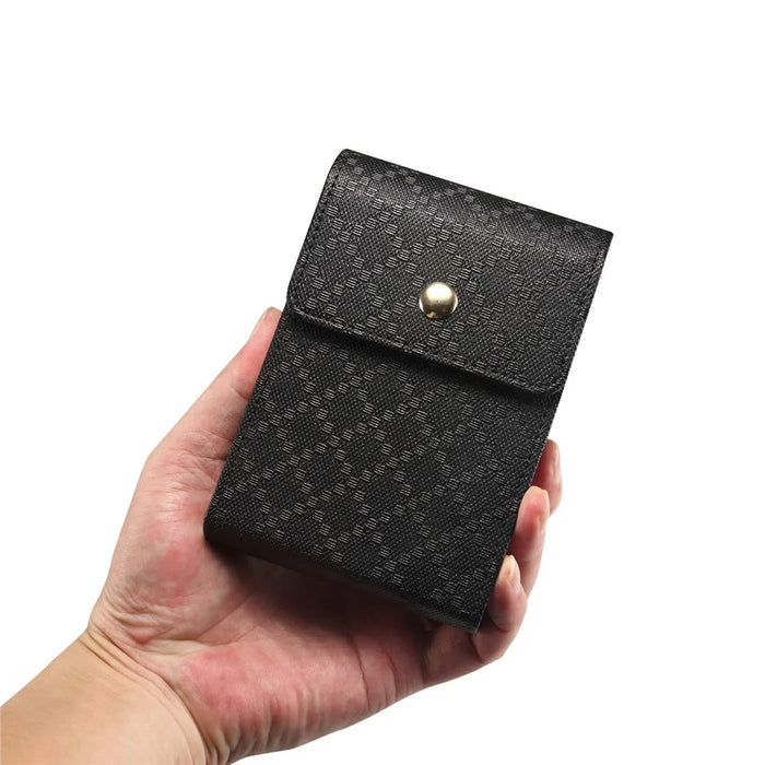 Grid Pattern PU Leather Phone Waist Bag Vertical Pouch Holster with Belt Clip - Black - 5