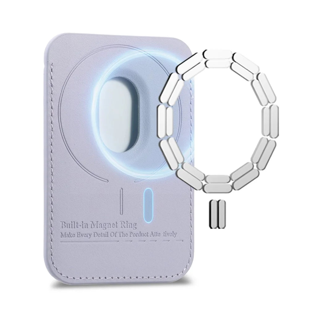 MC-W41 Magnetic Card Wallet Ultra-Thin Thumb-Friendly Water Ripple PU Leather Card Holder - Purple - 4