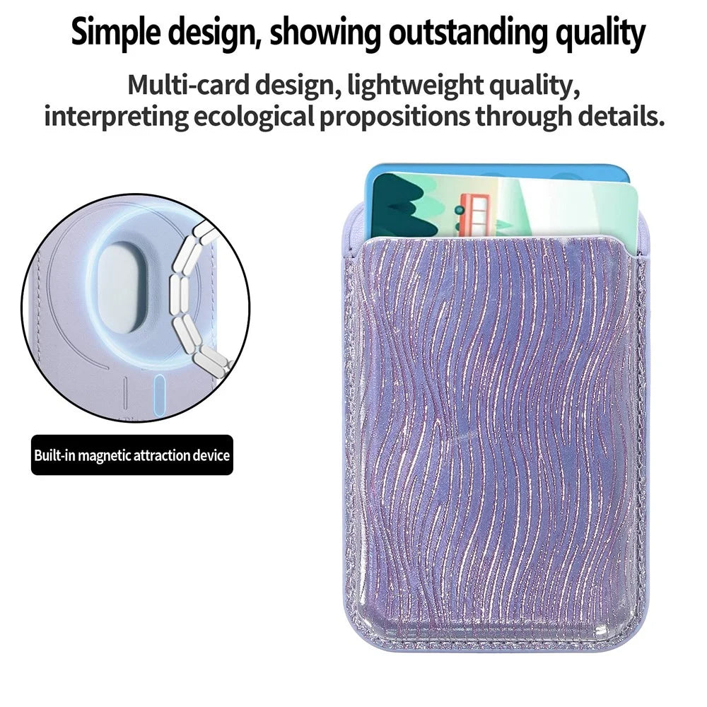 MC-W41 Magnetic Card Wallet Ultra-Thin Thumb-Friendly Water Ripple PU Leather Card Holder - Purple - 6