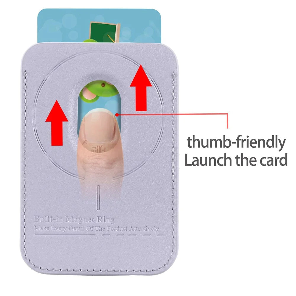 MC-W41 Magnetic Card Wallet Ultra-Thin Thumb-Friendly Water Ripple PU Leather Card Holder - Purple - 7