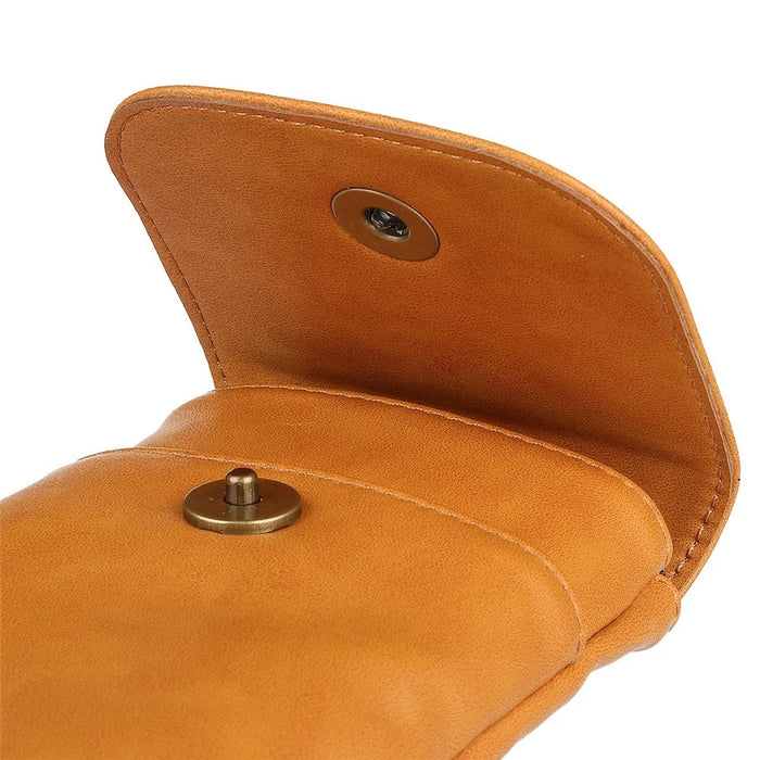 Vintage Cowhide Leather Waist Bag Cellphone Loop Holster Men Belt Bag Two Phones Zipper Pouch - Brown - 5