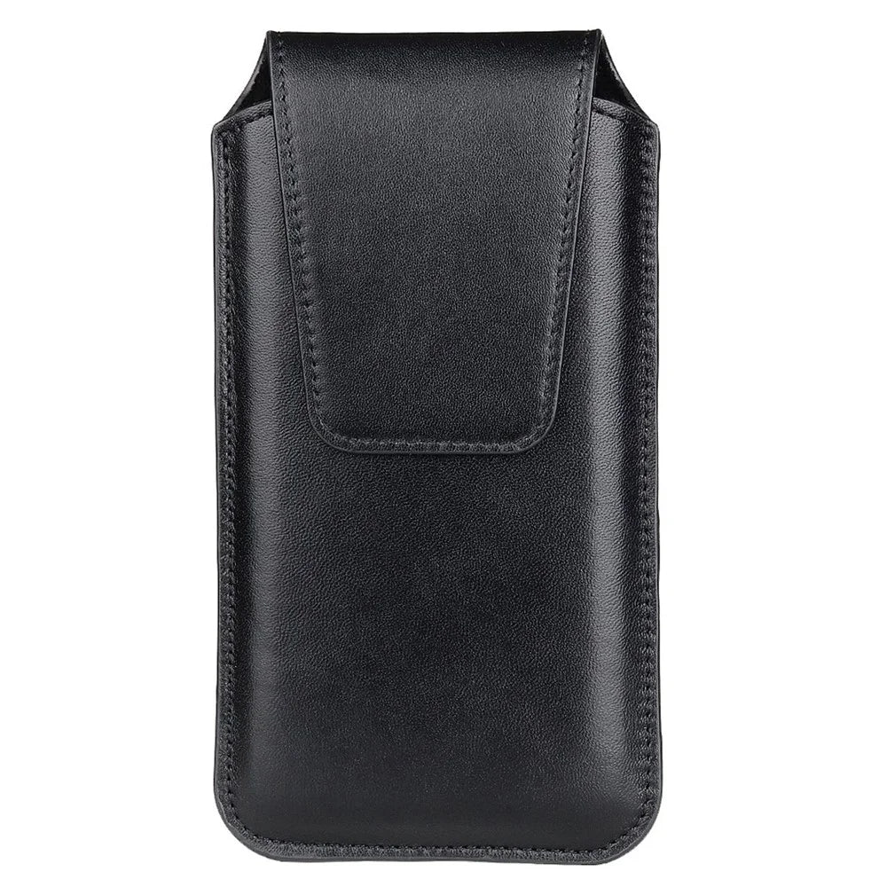 For 5.5-6.1inch Mobile Phone Waist Bag PU Leather Vertical Holster with Belt Loop and Carabiner - Black - 2