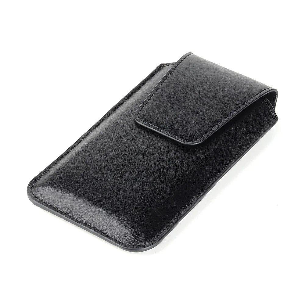 For 5.5-6.1inch Mobile Phone Waist Bag PU Leather Vertical Holster with Belt Loop and Carabiner - Black - 7