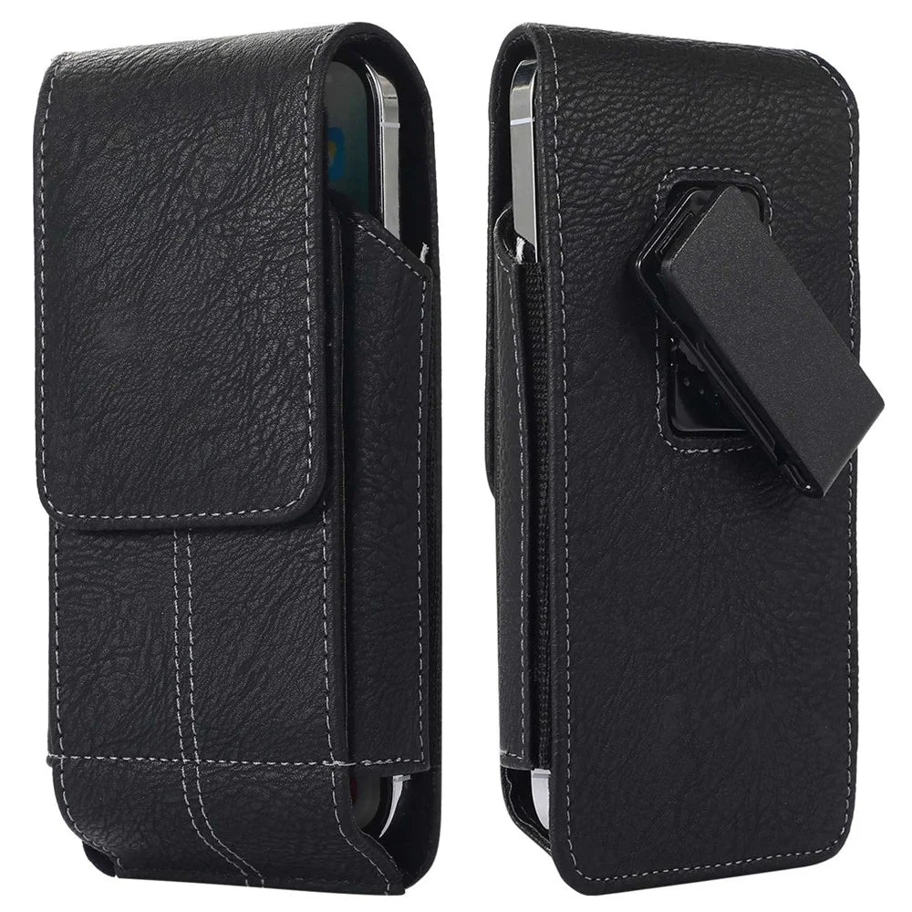 AH-8 5.5-6.7inch Cell Phone Holster Card Holder PU Leather Waist Bag with Rotating Back Clip - 1