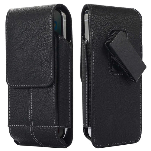 AH-8 5.5-6.7inch Cell Phone Holster Card Holder PU Leather Waist Bag with Rotating Back Clip - 1