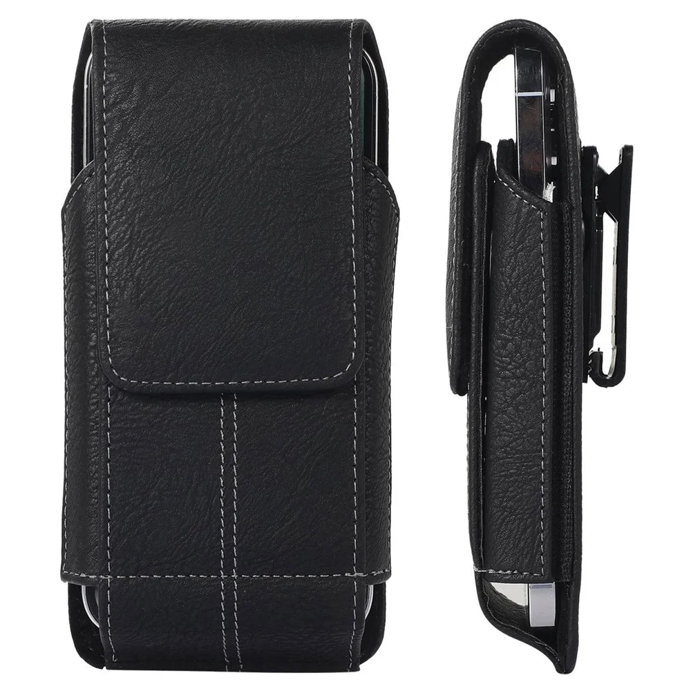 AH-8 5.5-6.7inch Cell Phone Holster Card Holder PU Leather Waist Bag with Rotating Back Clip - 2