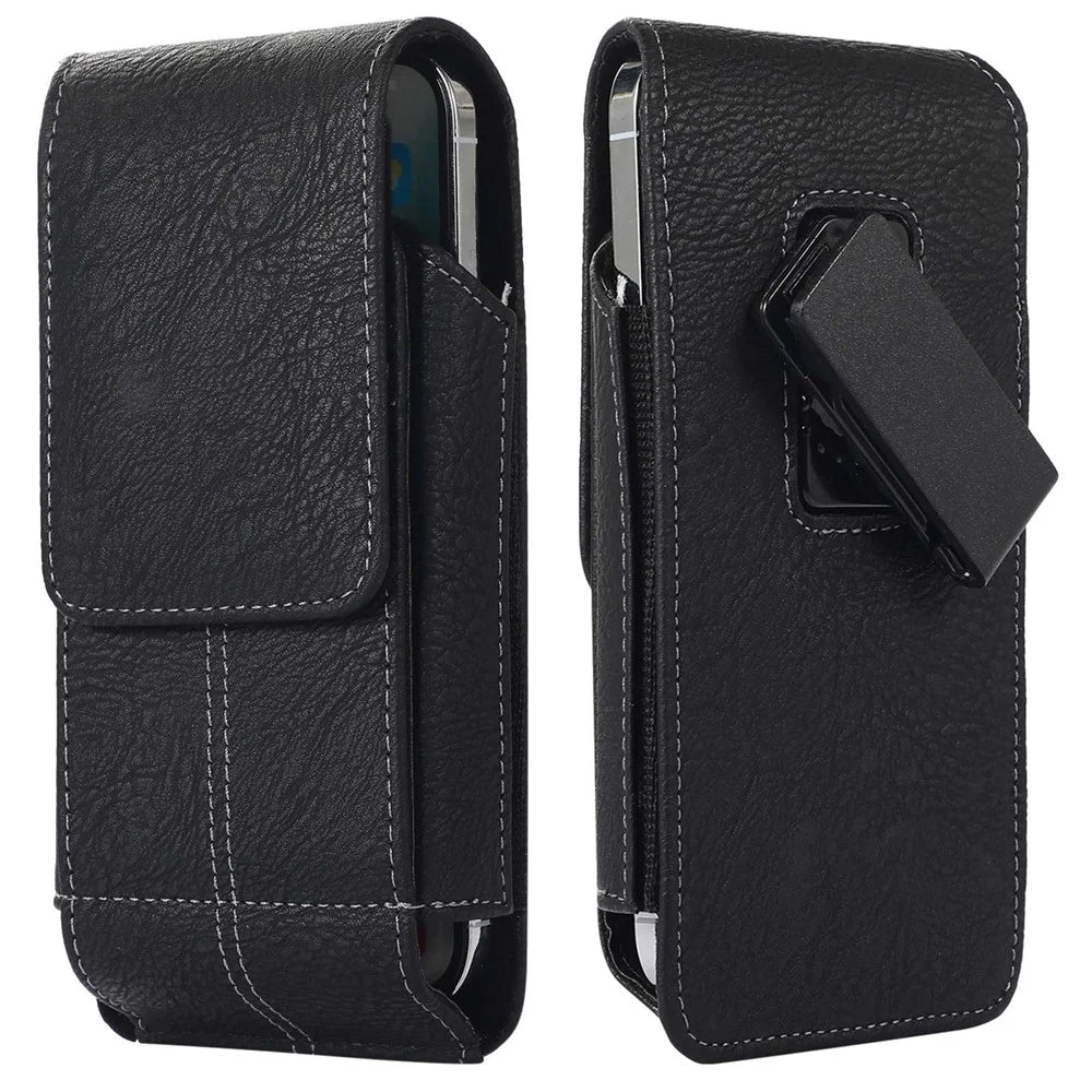 AH-8 6.0-7.0inch Cell Phone PU Leather Waist Bag Card Holder Holster with Rotating Back Clip - 1