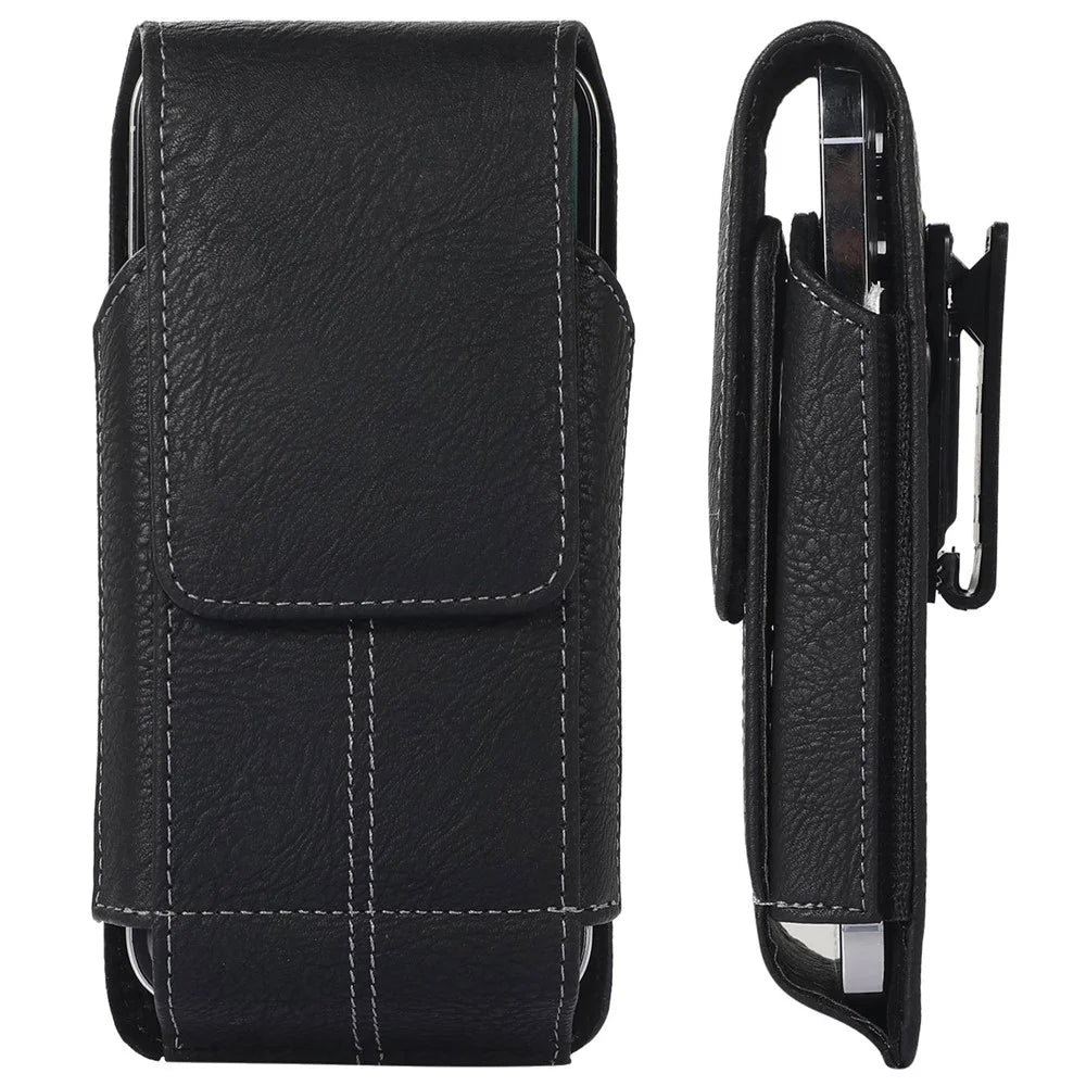 AH-8 6.0-7.0inch Cell Phone PU Leather Waist Bag Card Holder Holster with Rotating Back Clip - 2