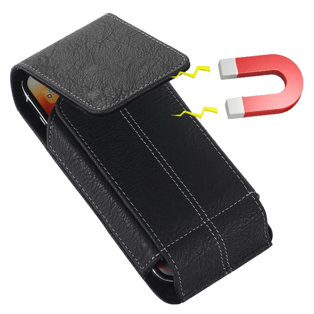 AH-8 6.0-7.0inch Cell Phone PU Leather Waist Bag Card Holder Holster with Rotating Back Clip - 5