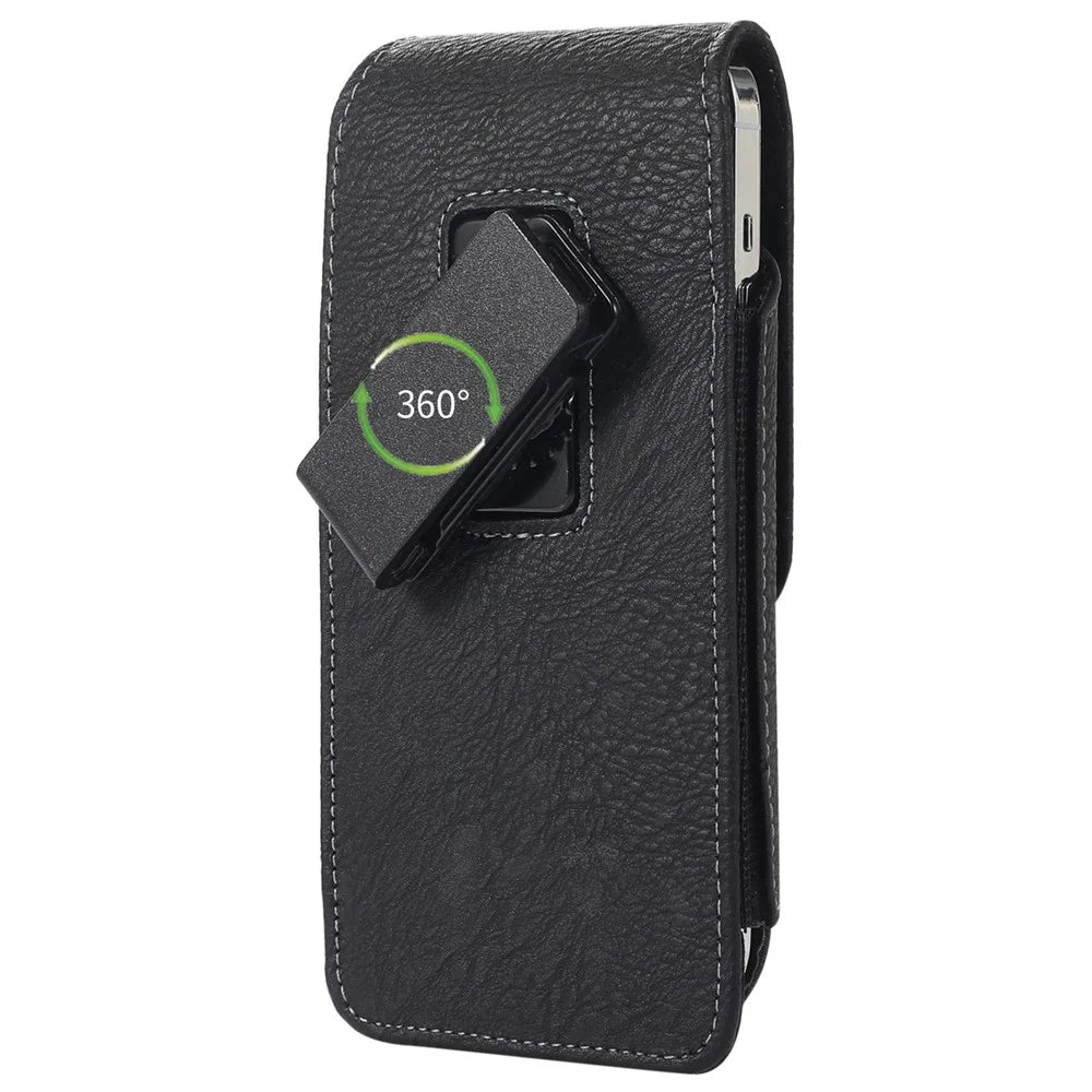 AH-8 6.0-7.0inch Cell Phone PU Leather Waist Bag Card Holder Holster with Rotating Back Clip - 6