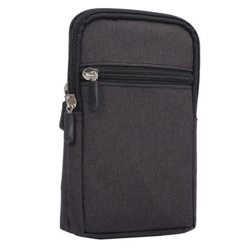 Below 6.5-inch Phone Waist Bag Universal Waterproof Outdoor Belt Loop Zipper Phone Pouch with Carabiner - Black - 1