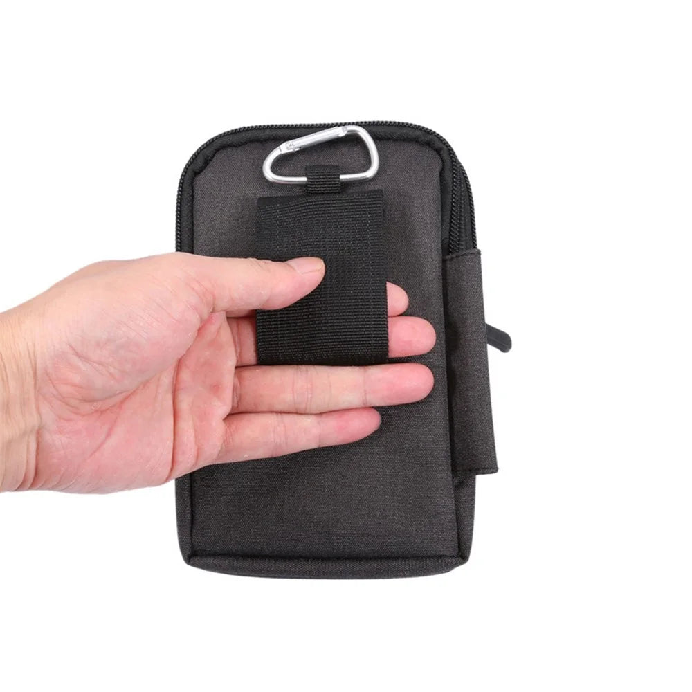 Below 6.5-inch Phone Waist Bag Universal Waterproof Outdoor Belt Loop Zipper Phone Pouch with Carabiner - Black - 6