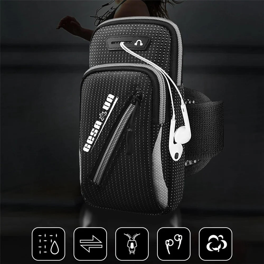 Sports Running Breathable Arm Bag Fitness Phone Storage Pouch Crossbody Bag for Phone within 7.2-inch - Grey - 3