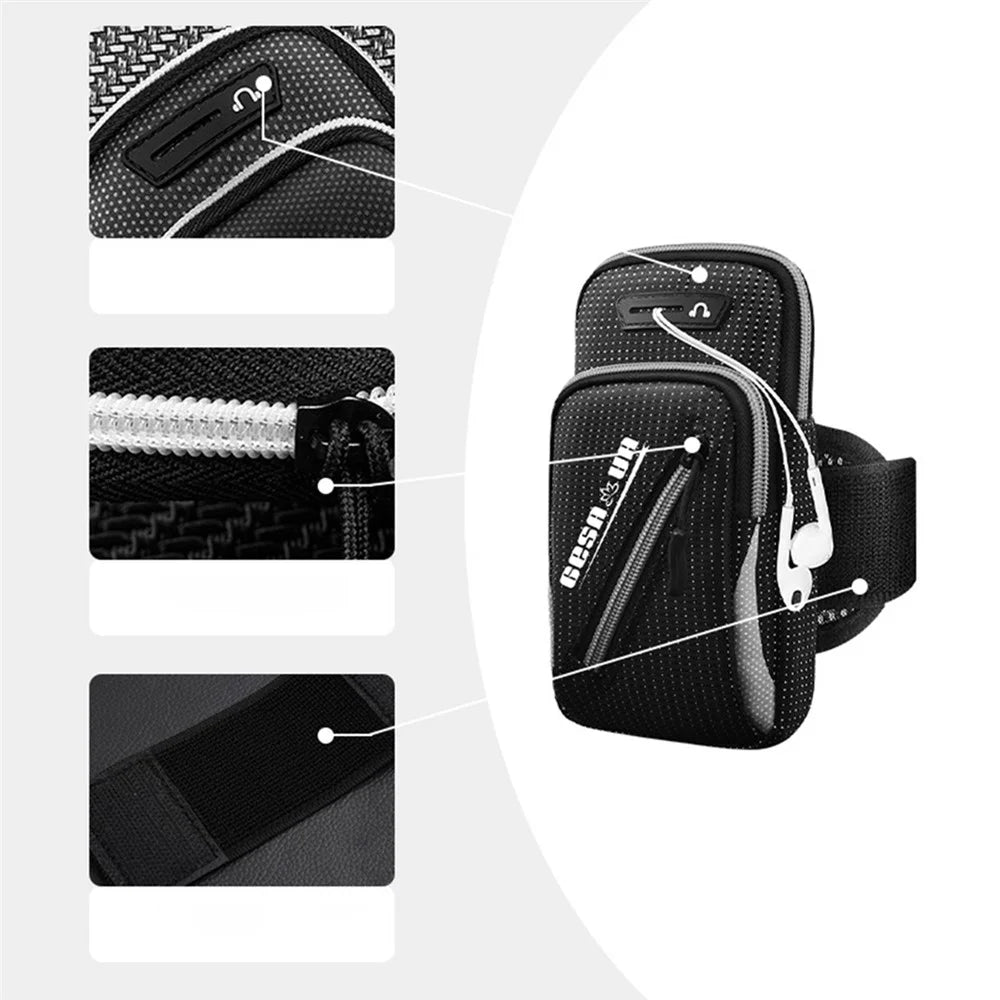 Sports Running Breathable Arm Bag Fitness Phone Storage Pouch Crossbody Bag for Phone within 7.2-inch - Grey - 4