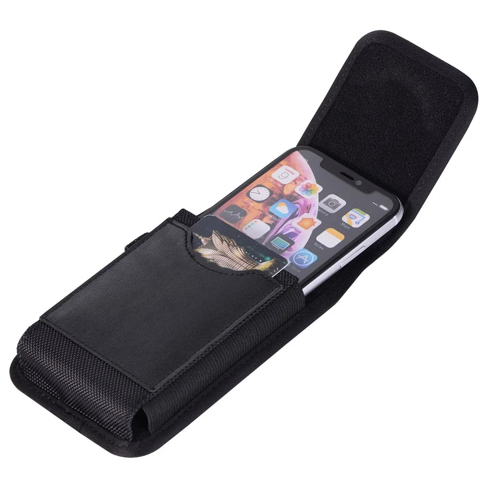 6.0 inch Universal Cell Phone Pouch Nylon Holster Case Waist Clip-On Holster Bag Card Storage Pocket Holder - 3