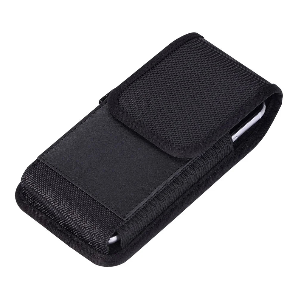 6.0 inch Universal Cell Phone Pouch Nylon Holster Case Waist Clip-On Holster Bag Card Storage Pocket Holder - 4
