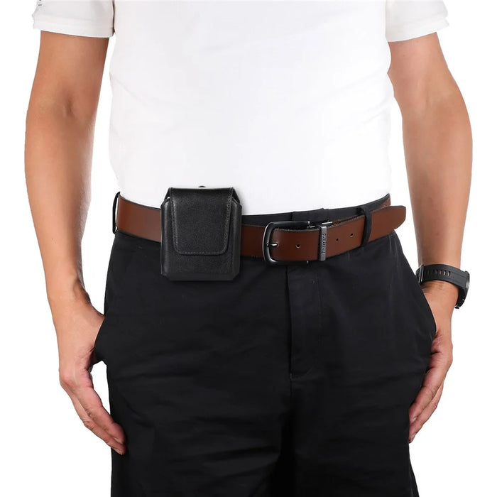 For Samsung Galaxy Z Flip3 5G / Flip4 5G / Huawei P50 Pocket / Motorola Razr 2022 5G 4.5-inch Genuine Leather Waist Bag Vertical Cell Phone Belt Loop Holster Case Mini Travel Pouch - 3