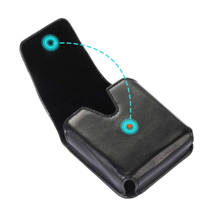 For Samsung Galaxy Z Flip3 5G / Flip4 5G / Huawei P50 Pocket / Motorola Razr 2022 5G 4.5-inch Genuine Leather Waist Bag Vertical Cell Phone Belt Loop Holster Case Mini Travel Pouch - 5