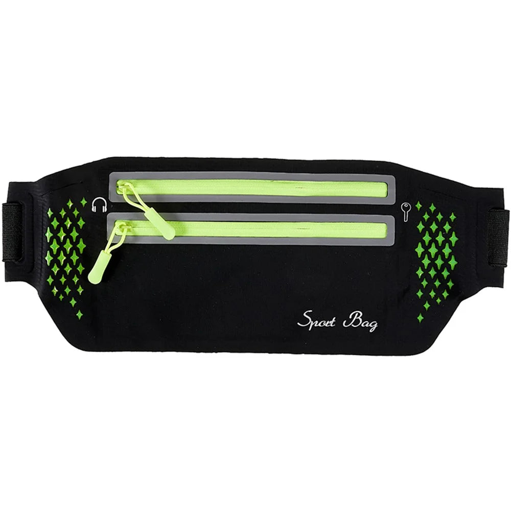 Ultra-thin Dual Zipper Outdoor Running Sports Waist Bag 7.2-inch Phone Storage Fanny Pack - Black - 1