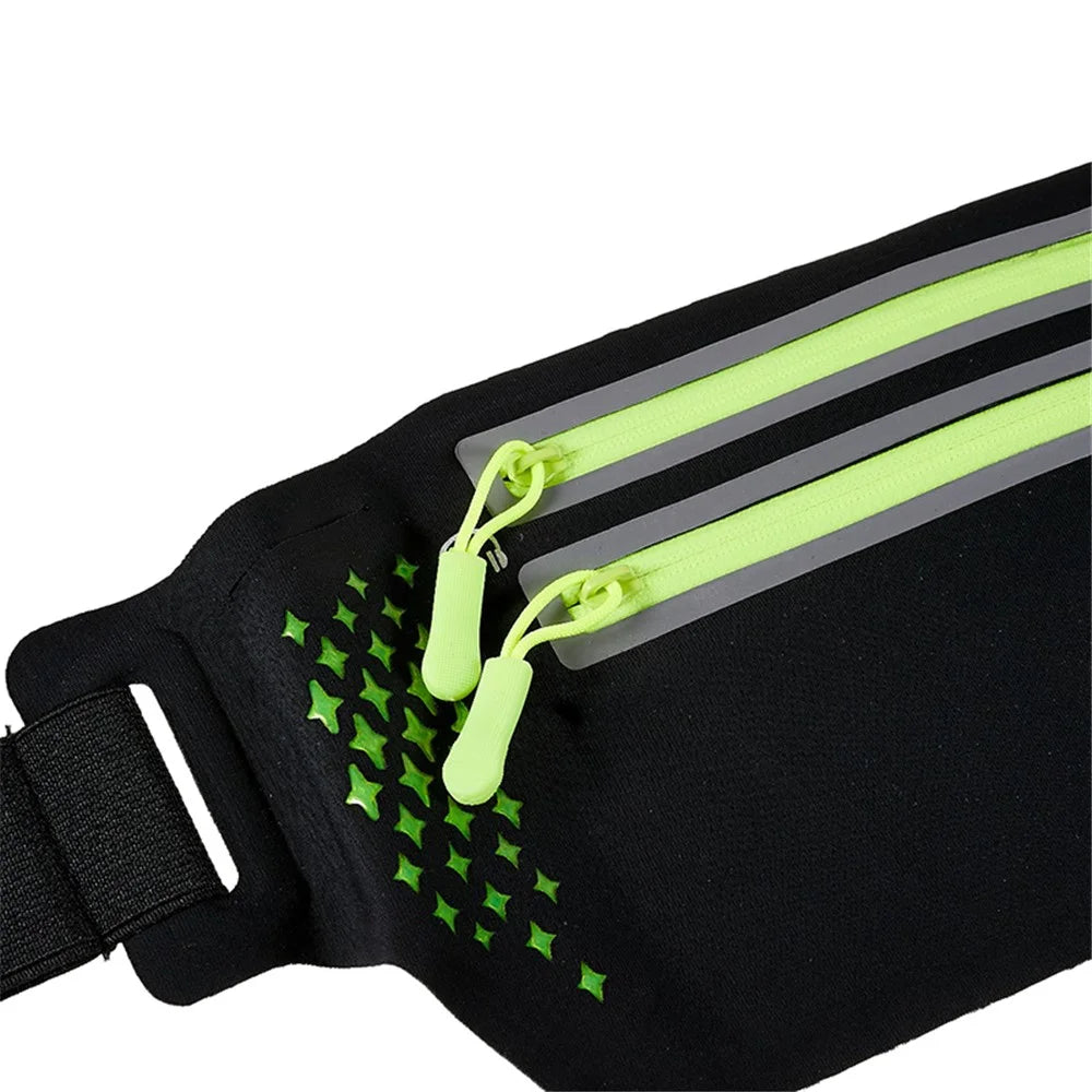 Ultra-thin Dual Zipper Outdoor Running Sports Waist Bag 7.2-inch Phone Storage Fanny Pack - Black - 4