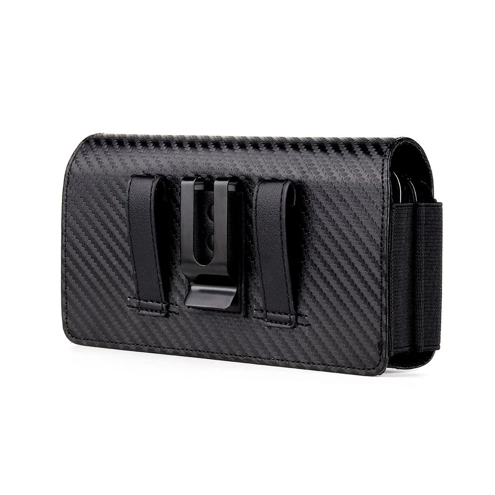 17.2 x 9.5 x 4cm Dual Smartphone Belt Pouch Horizontal Cell Phones PU Leather Waist Phone Bag - 2