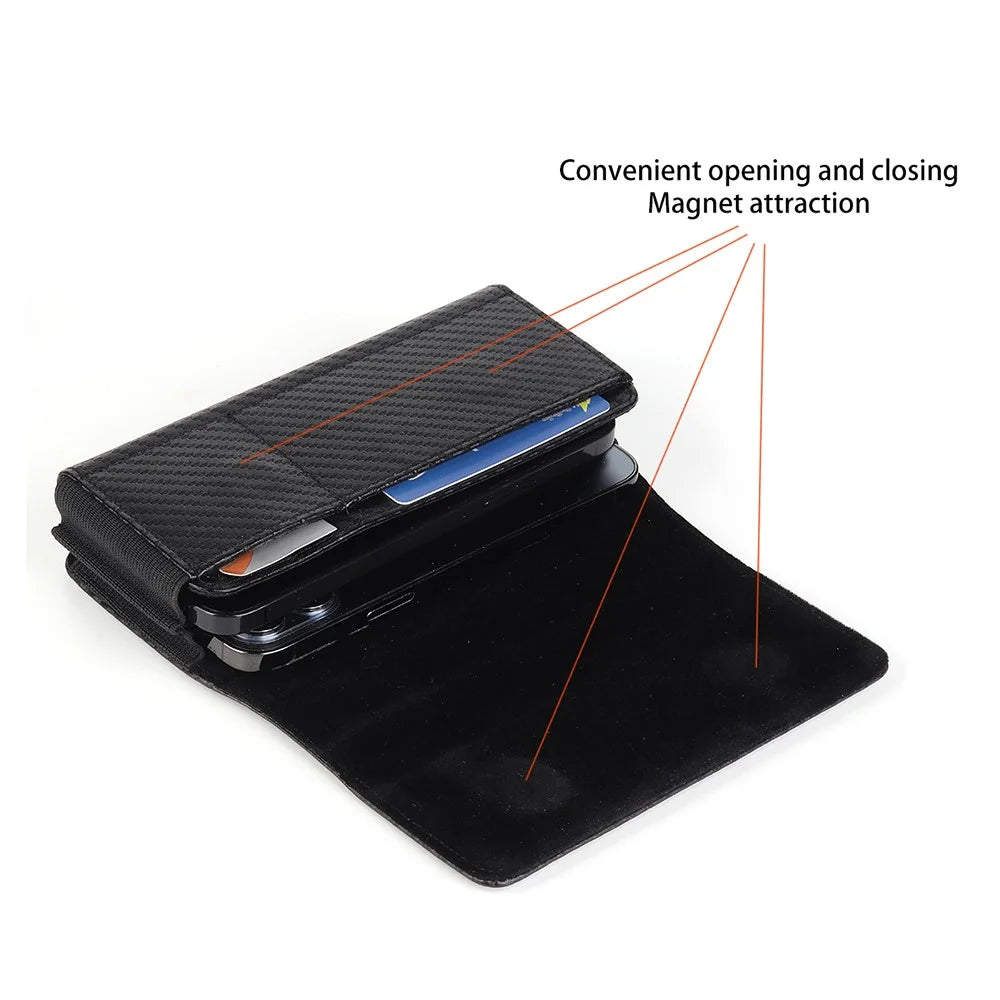 17.2 x 9.5 x 4cm Dual Smartphone Belt Pouch Horizontal Cell Phones PU Leather Waist Phone Bag - 4