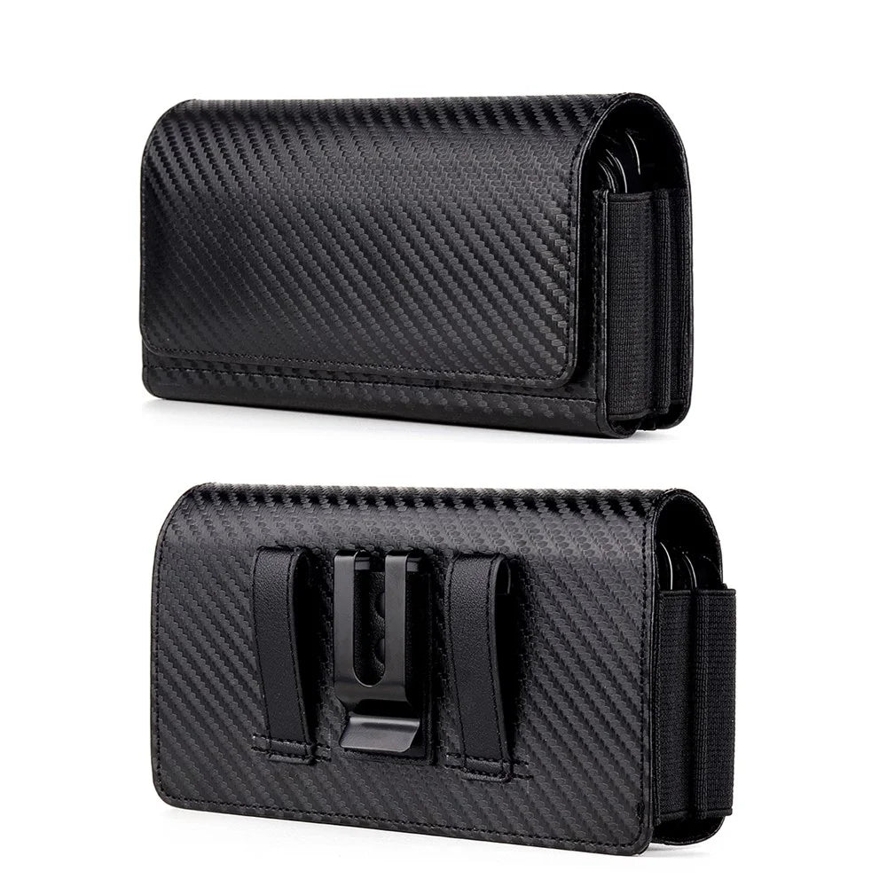 17.2 x 9.5 x 4cm Dual Smartphone Belt Pouch Horizontal Cell Phones PU Leather Waist Phone Bag - 6