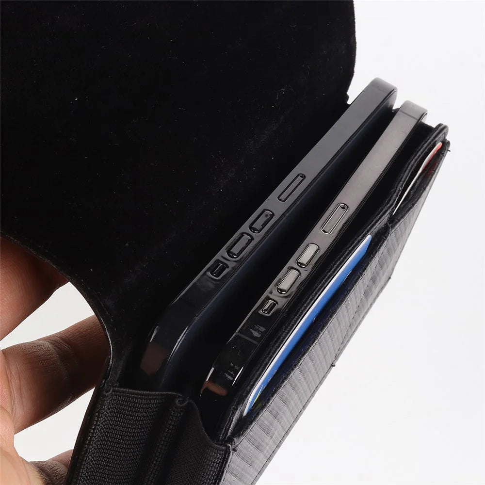 17.2 x 9.5 x 4cm Dual Smartphone Belt Pouch Horizontal Cell Phones PU Leather Waist Phone Bag - 7