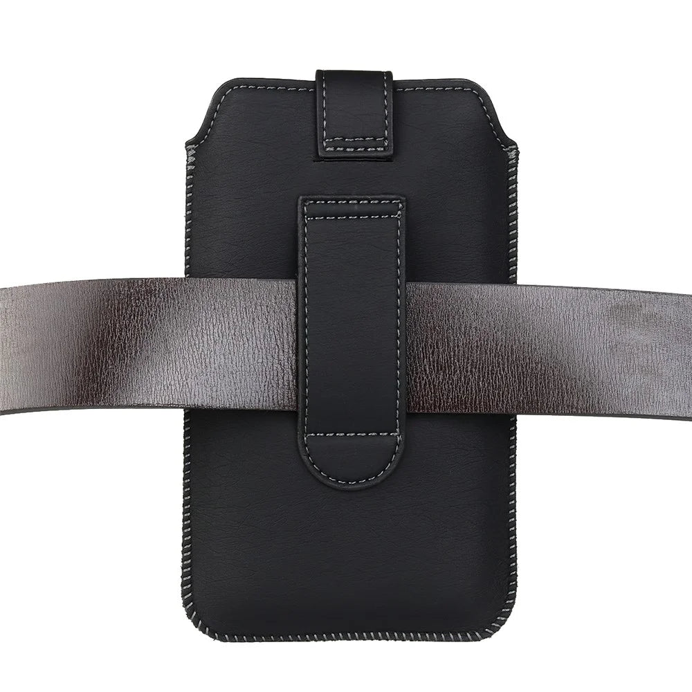 18.5 x 10.8cm Vertical Phone Belt Bag for 7.0 inch Mobile Phones Waist Pouch Universal PU Leather Phone Holder - 4