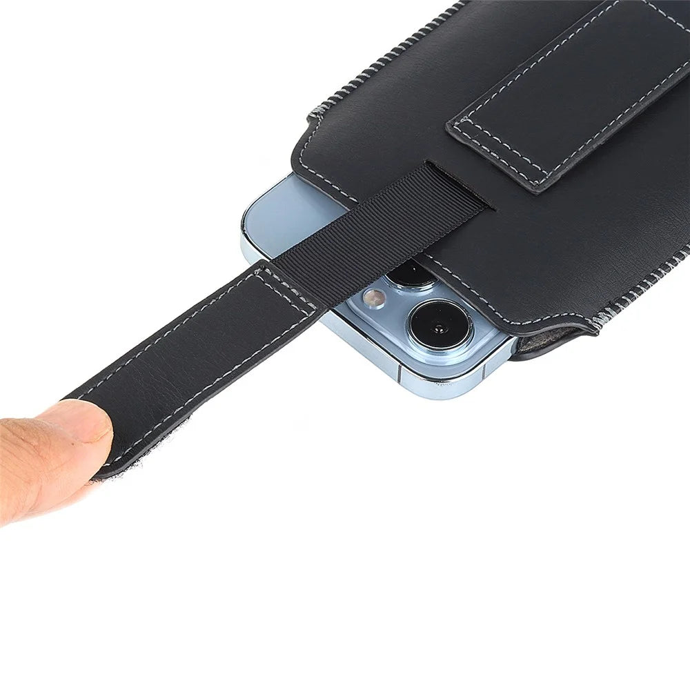 18.5 x 10.8cm Vertical Phone Belt Bag for 7.0 inch Mobile Phones Waist Pouch Universal PU Leather Phone Holder - 7