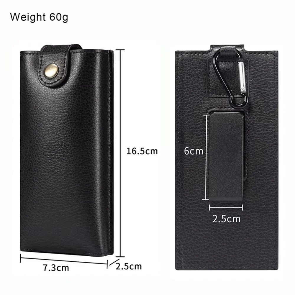 PU Leather Cell Phone Waist Bag Belt Loop Pouch Rotary Belt Clip Security Purse Phone Case for Foldable Phones - Black - 6
