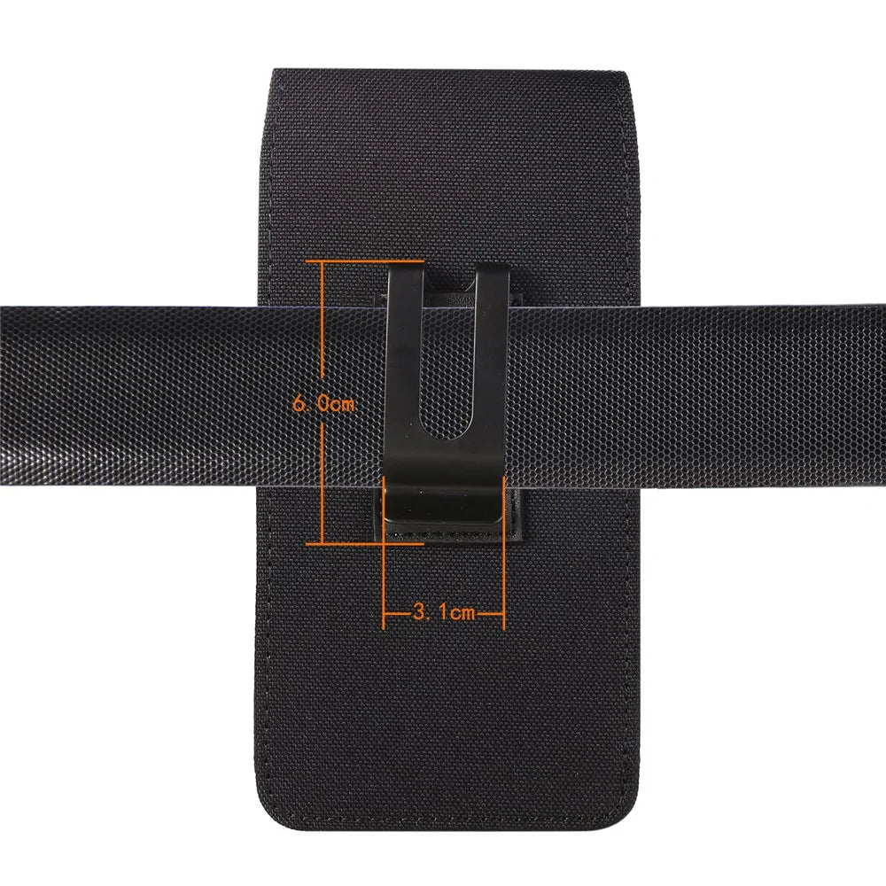 Phone Holster Waist Bag for 5.5-6.5 inch Phone , Nylon+PU Leather Card Holder Pouch, Size: 16.5*8.6*2CM - 6
