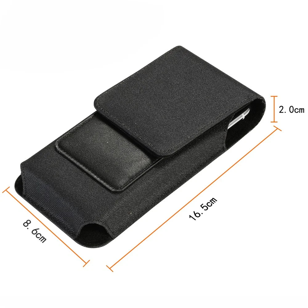 Phone Holster Waist Bag for 5.5-6.5 inch Phone , Nylon+PU Leather Card Holder Pouch, Size: 16.5*8.6*2CM - 7