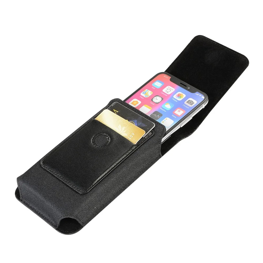 Waist Bag for 5.2 inch Phone , Nylon+PU Leather Vertical Phone Pouch Holster, Size: 15.6*8*2CM - 2
