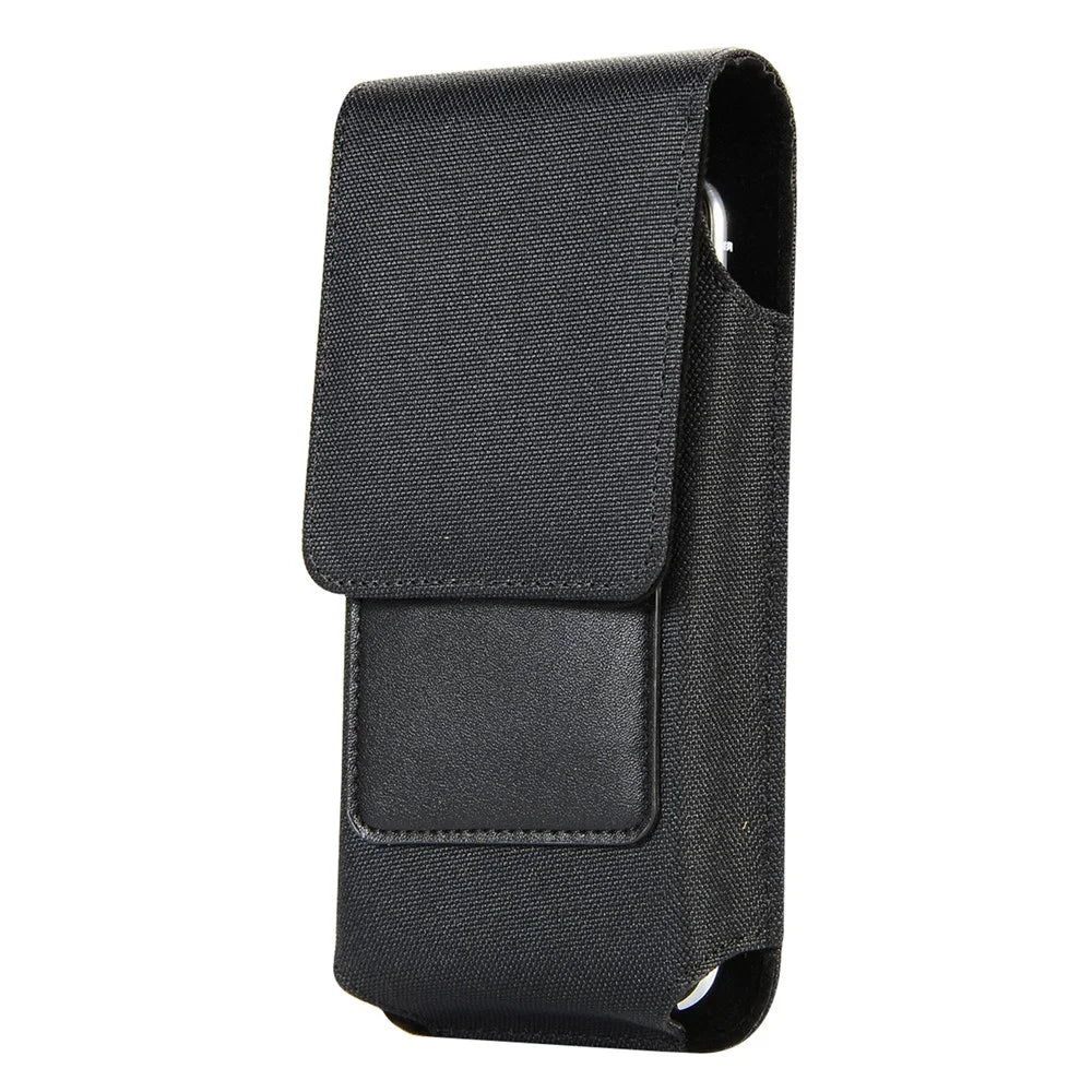 Waist Bag for 5.2 inch Phone , Nylon+PU Leather Vertical Phone Pouch Holster, Size: 15.6*8*2CM - 4