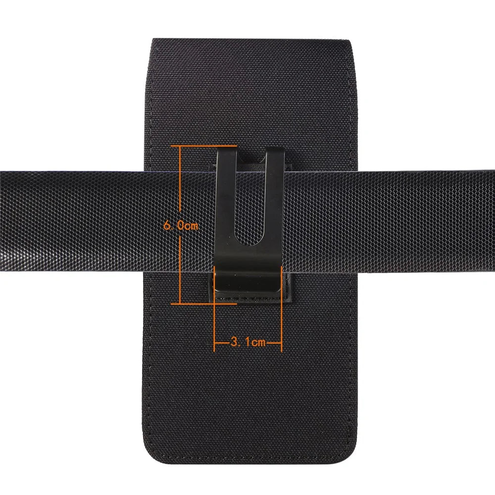 Waist Bag for 5.2 inch Phone , Nylon+PU Leather Vertical Phone Pouch Holster, Size: 15.6*8*2CM - 6