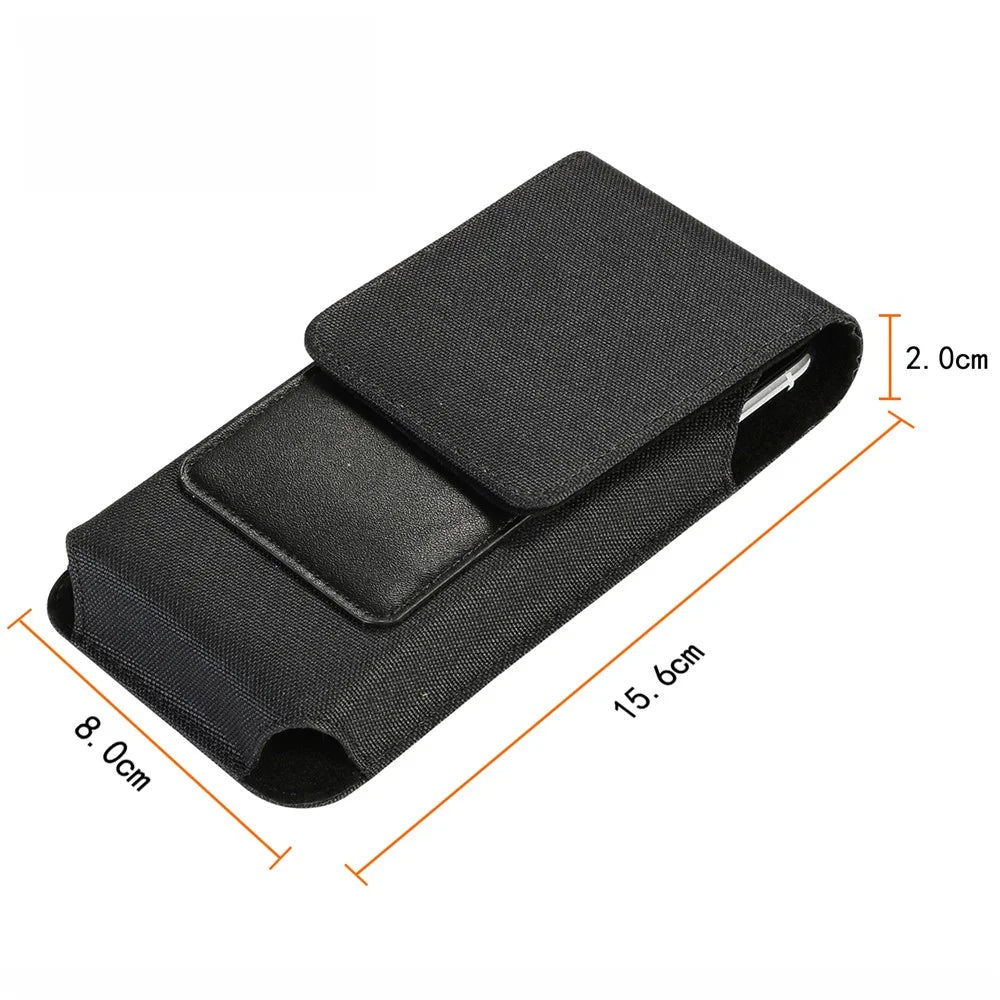 Waist Bag for 5.2 inch Phone , Nylon+PU Leather Vertical Phone Pouch Holster, Size: 15.6*8*2CM - 7