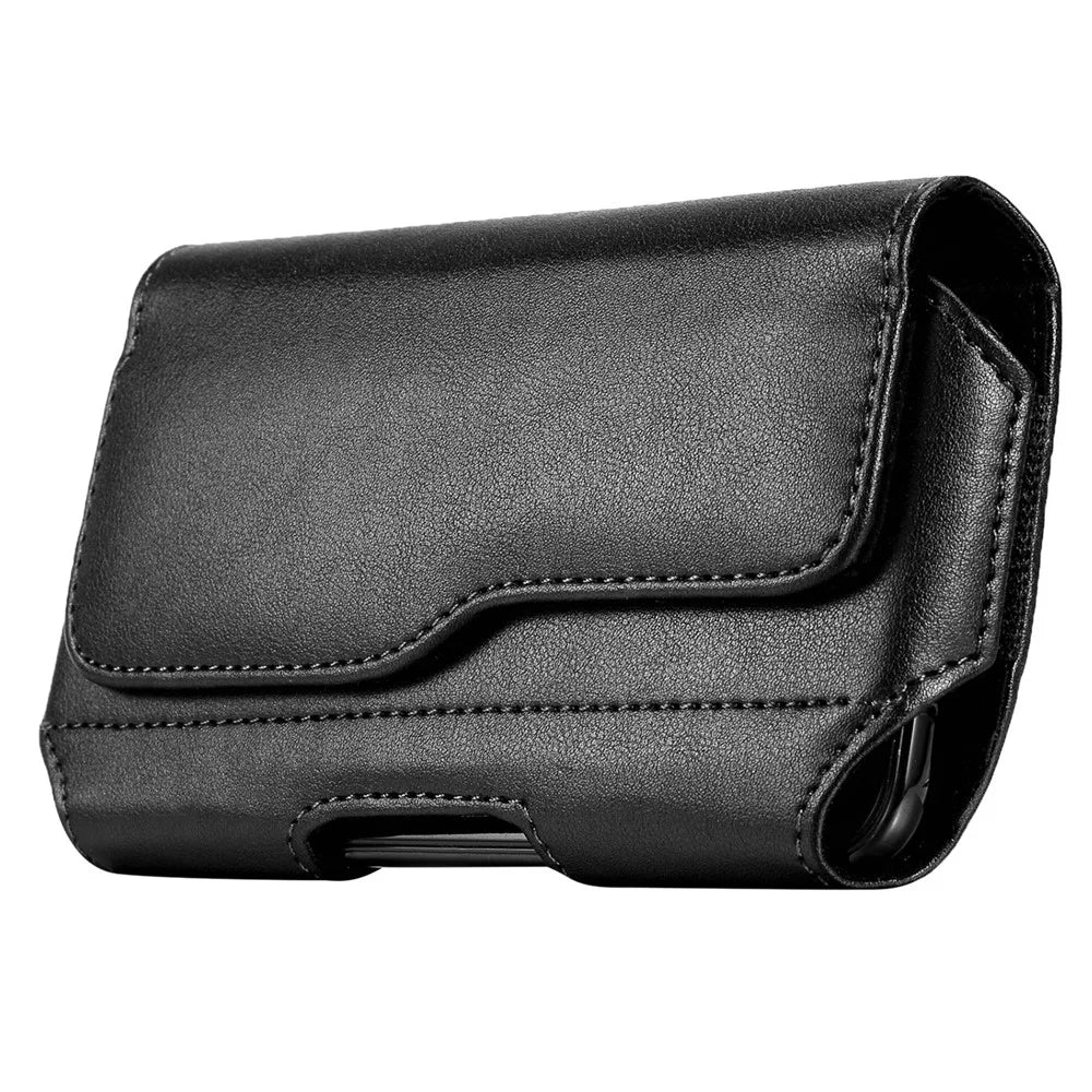 Horizontal Phone Belt Bag Shockproof PU Leather Waist Pouch for Universal Cell Phones - M / 3.5-4 inch - 1
