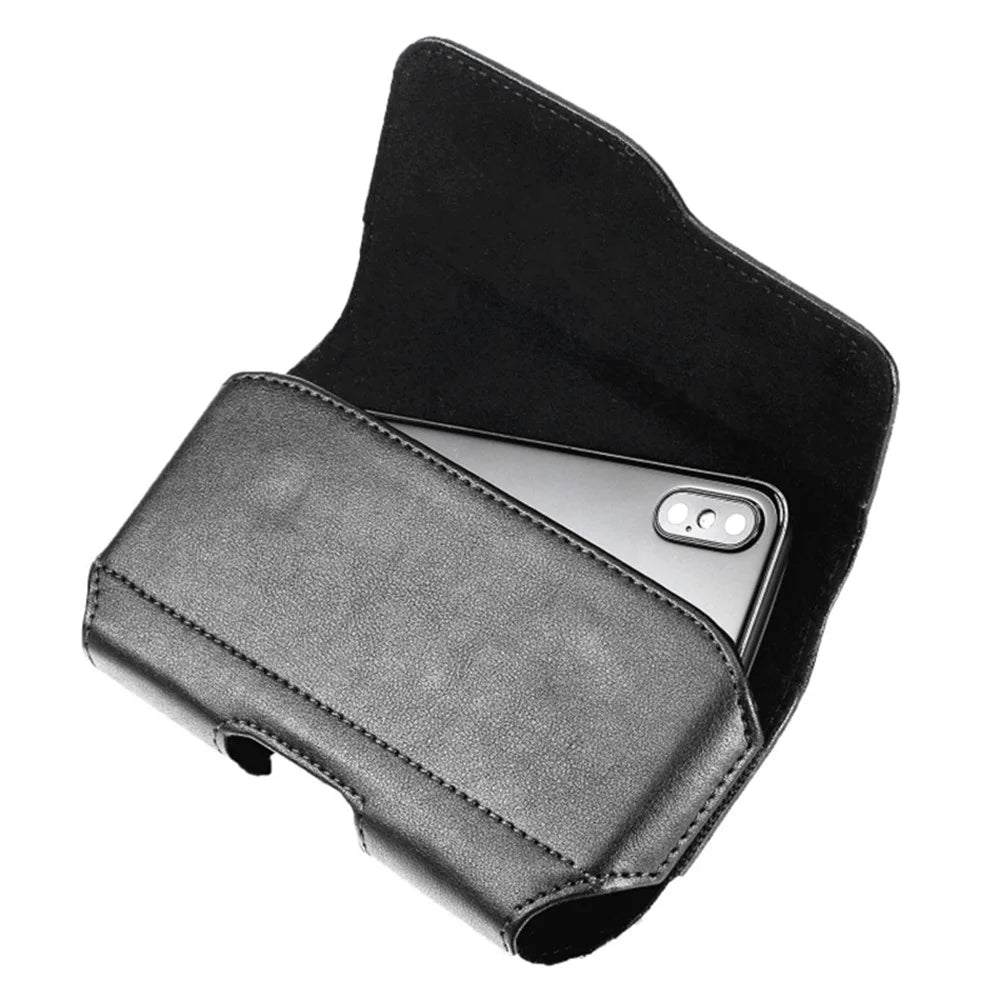 Horizontal Phone Belt Bag Shockproof PU Leather Waist Pouch for Universal Cell Phones - M / 3.5-4 inch - 3