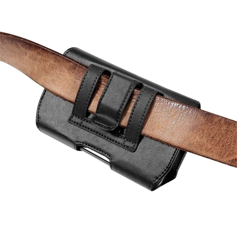 Horizontal Phone Belt Bag Shockproof PU Leather Waist Pouch for Universal Cell Phones - M / 3.5-4 inch - 4