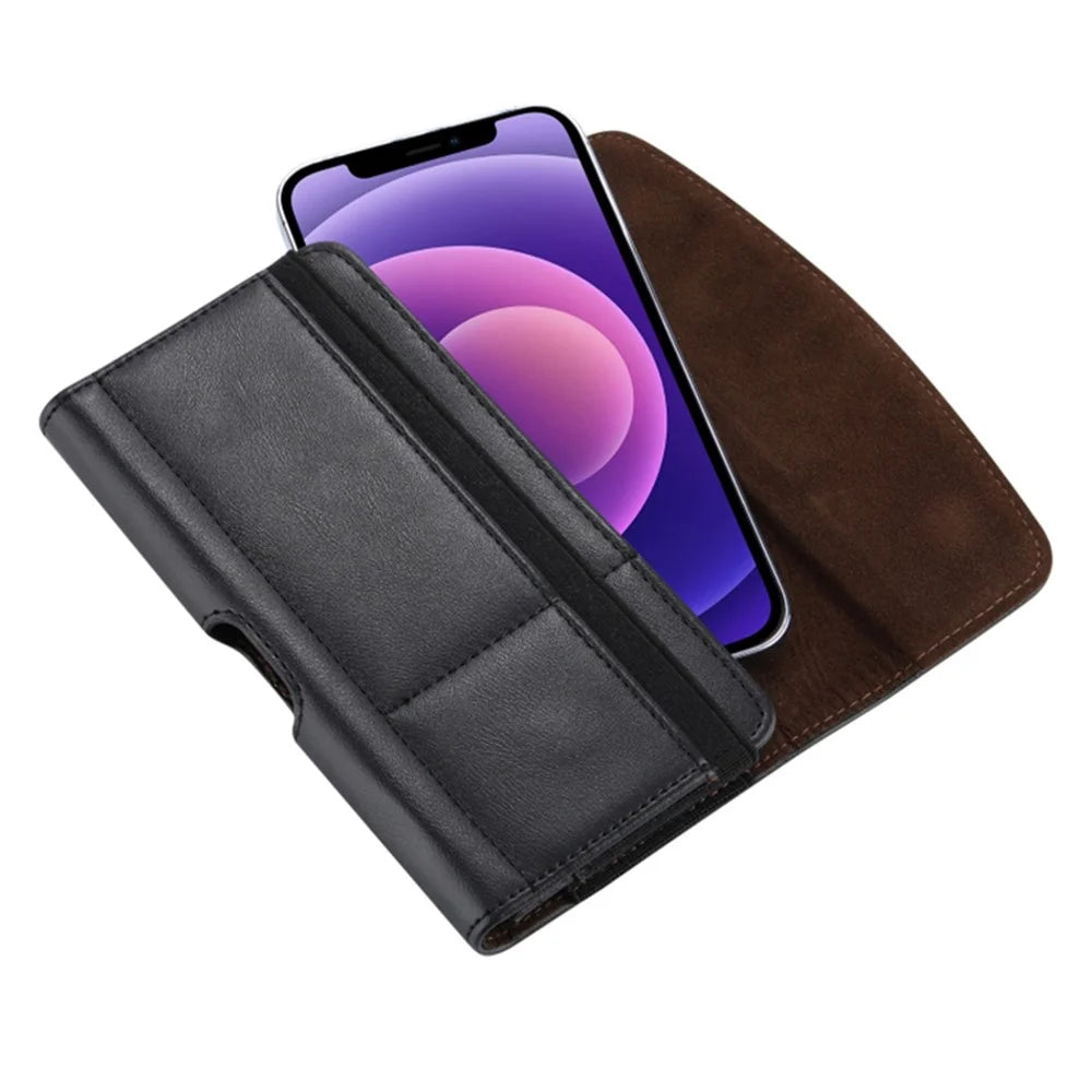 Card Slots Cell Phone Belt Bag Anti-Drop PU Leather Waist Phone Pouch with Magnetic Closure - M / 3.5-4.0 inch - 6