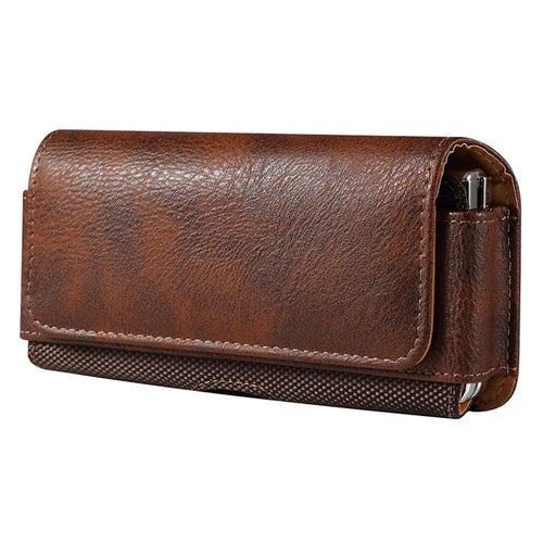 For Samsung Galaxy Z Fold4 5G / Huawei Mate X3 5G PU Waist Bag Holster Belt Clip Phone Case - Brown - 1